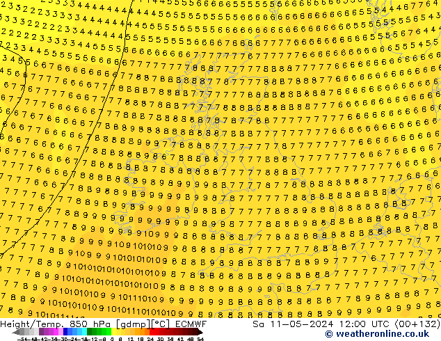 Z500/Rain (+SLP)/Z850 ECMWF sam 11.05.2024 12 UTC