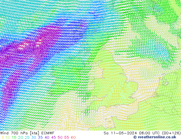 Wind 700 hPa ECMWF Sa 11.05.2024 06 UTC