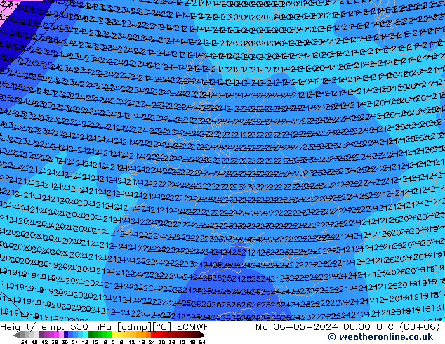 Z500/Rain (+SLP)/Z850 ECMWF lun 06.05.2024 06 UTC