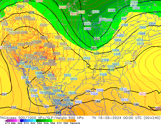 Thck 500-1000hPa ECMWF Th 16.05.2024 00 UTC