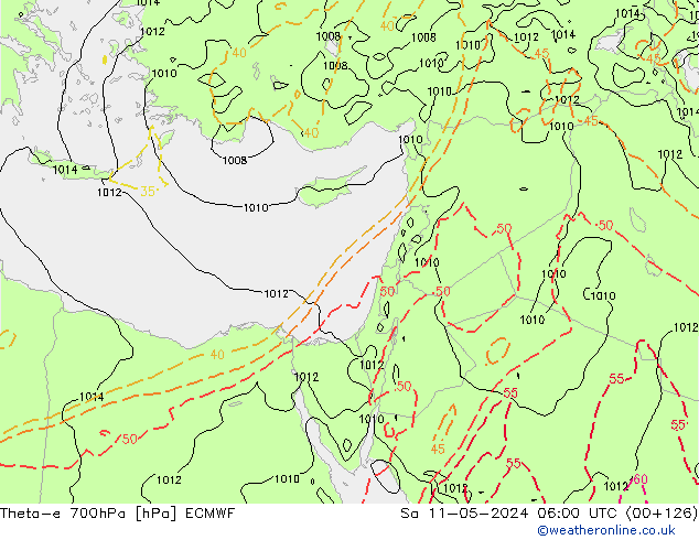 Theta-e 700hPa ECMWF So 11.05.2024 06 UTC