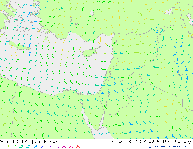 Wind 850 hPa ECMWF Mo 06.05.2024 00 UTC