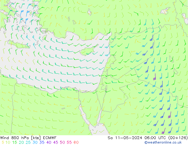 Wind 850 hPa ECMWF za 11.05.2024 06 UTC