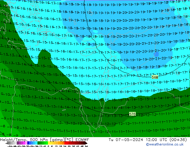 Z500/Regen(+SLP)/Z850 ECMWF di 07.05.2024 12 UTC