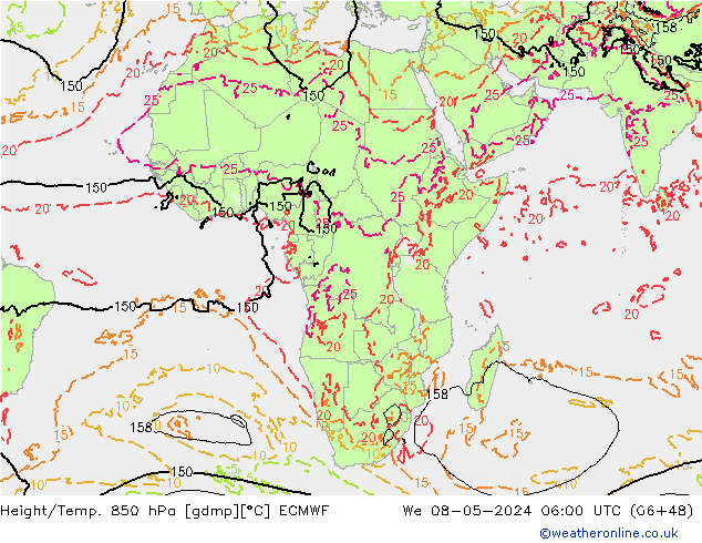 Z500/Rain (+SLP)/Z850 ECMWF Qua 08.05.2024 06 UTC