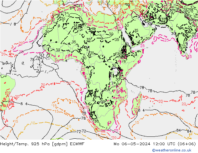 Height/Temp. 925 hPa ECMWF Mo 06.05.2024 12 UTC