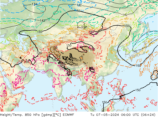 Z500/Rain (+SLP)/Z850 ECMWF Út 07.05.2024 06 UTC