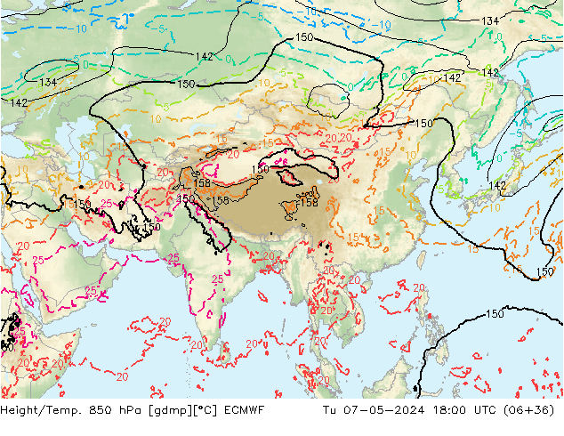 Z500/Rain (+SLP)/Z850 ECMWF Út 07.05.2024 18 UTC