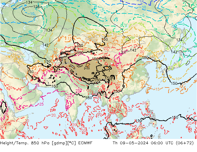 Z500/Rain (+SLP)/Z850 ECMWF Th 09.05.2024 06 UTC