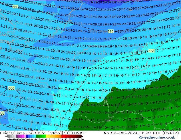 Z500/Rain (+SLP)/Z850 ECMWF lun 06.05.2024 18 UTC