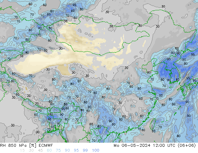 RH 850 hPa ECMWF 星期一 06.05.2024 12 UTC