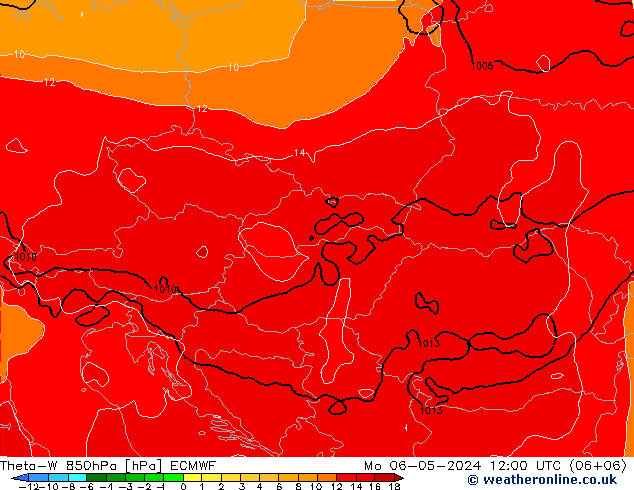 Theta-W 850hPa ECMWF pon. 06.05.2024 12 UTC