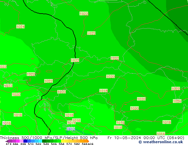 Thck 500-1000hPa ECMWF Fr 10.05.2024 00 UTC