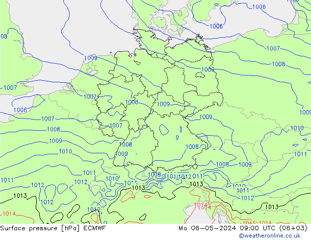 Surface pressure ECMWF Mo 06.05.2024 09 UTC