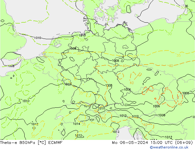 Theta-e 850hPa ECMWF Pzt 06.05.2024 15 UTC