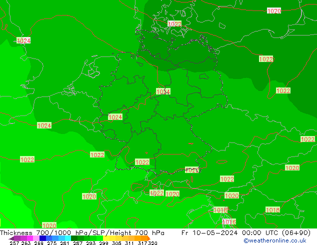 Thck 700-1000 hPa ECMWF  10.05.2024 00 UTC