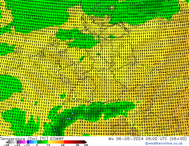 mapa temperatury (2m) ECMWF pon. 06.05.2024 06 UTC