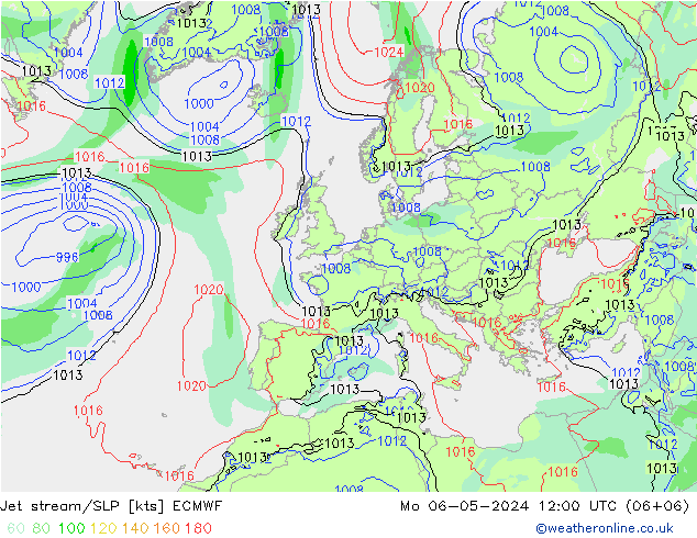 Polarjet/Bodendruck ECMWF Mo 06.05.2024 12 UTC