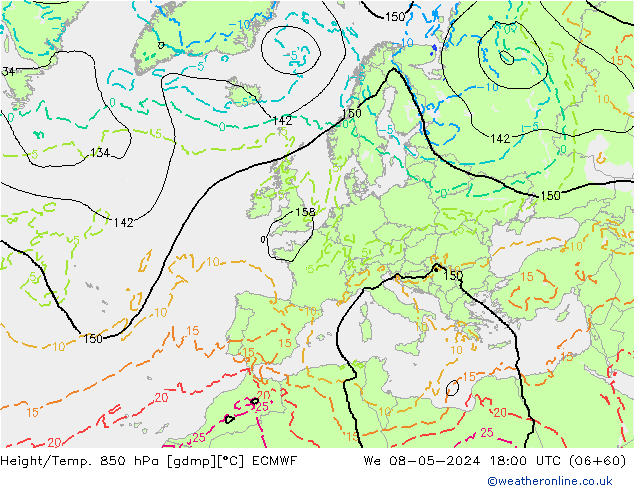 Z500/Rain (+SLP)/Z850 ECMWF mié 08.05.2024 18 UTC