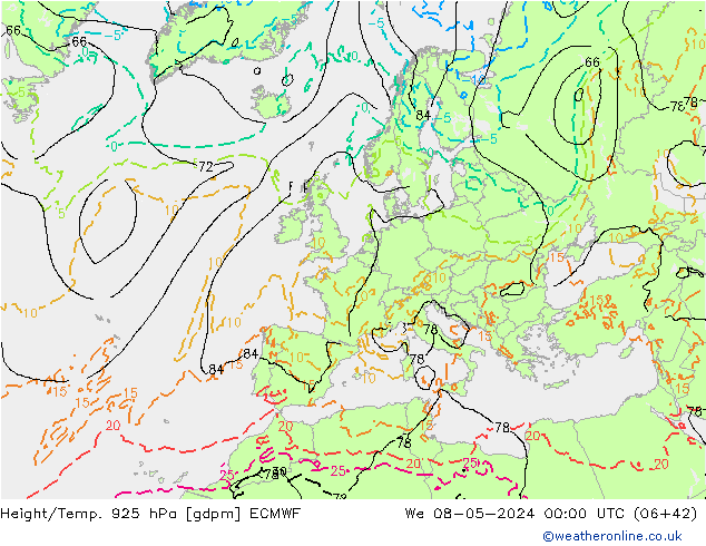 Height/Temp. 925 hPa ECMWF  08.05.2024 00 UTC