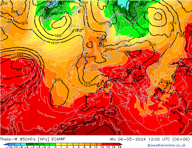 Theta-W 850hPa ECMWF Mo 06.05.2024 12 UTC