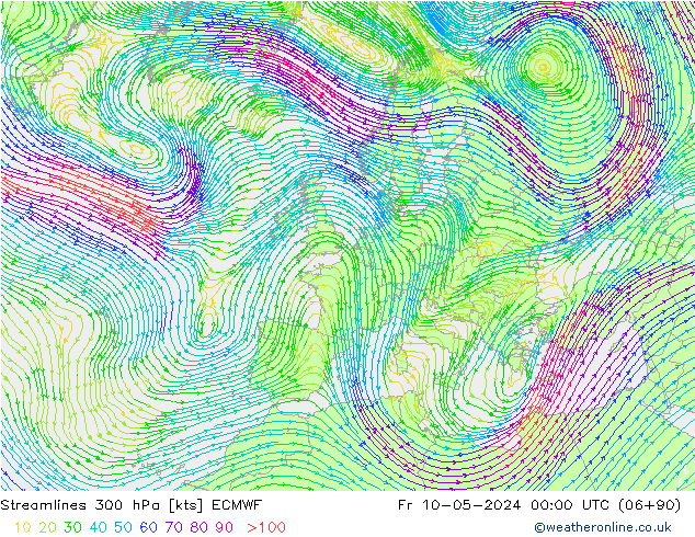 Linea di flusso 300 hPa ECMWF ven 10.05.2024 00 UTC
