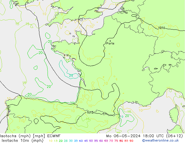 Isotachs (mph) ECMWF Mo 06.05.2024 18 UTC