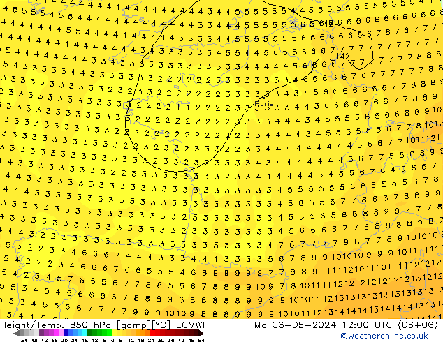 Z500/Rain (+SLP)/Z850 ECMWF lun 06.05.2024 12 UTC