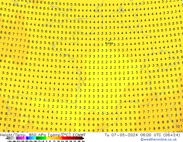 Z500/Rain (+SLP)/Z850 ECMWF Di 07.05.2024 06 UTC