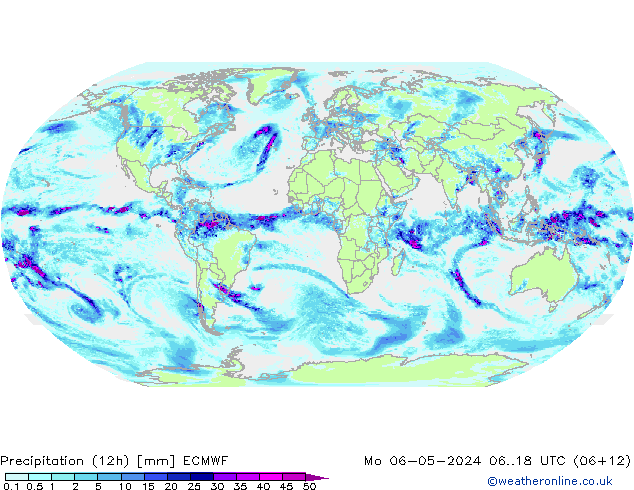 Precipitation (12h) ECMWF Mo 06.05.2024 18 UTC