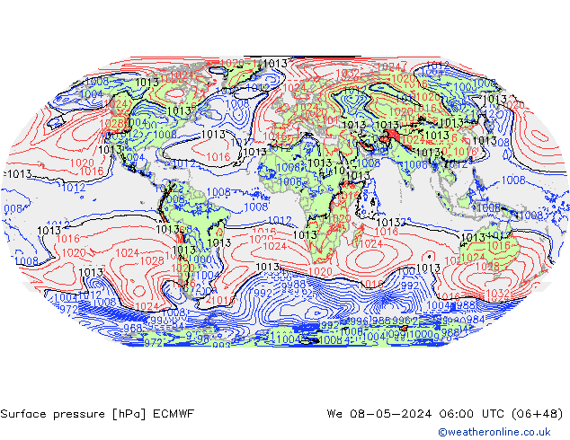 pressão do solo ECMWF Qua 08.05.2024 06 UTC