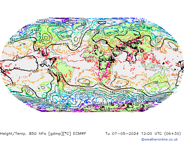 Z500/Rain (+SLP)/Z850 ECMWF Di 07.05.2024 12 UTC