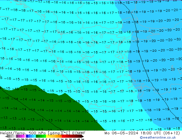 Z500/Rain (+SLP)/Z850 ECMWF Mo 06.05.2024 18 UTC