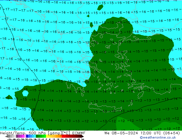 Z500/Yağmur (+YB)/Z850 ECMWF Çar 08.05.2024 12 UTC