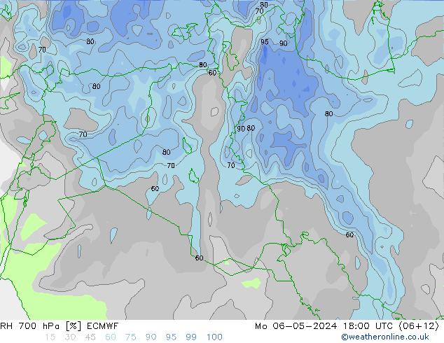 RH 700 hPa ECMWF Mo 06.05.2024 18 UTC