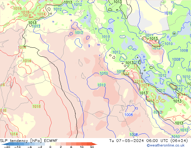 Tendance de pression  ECMWF mar 07.05.2024 06 UTC