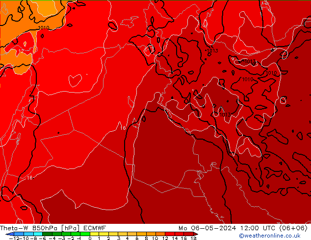 Theta-W 850гПа ECMWF пн 06.05.2024 12 UTC