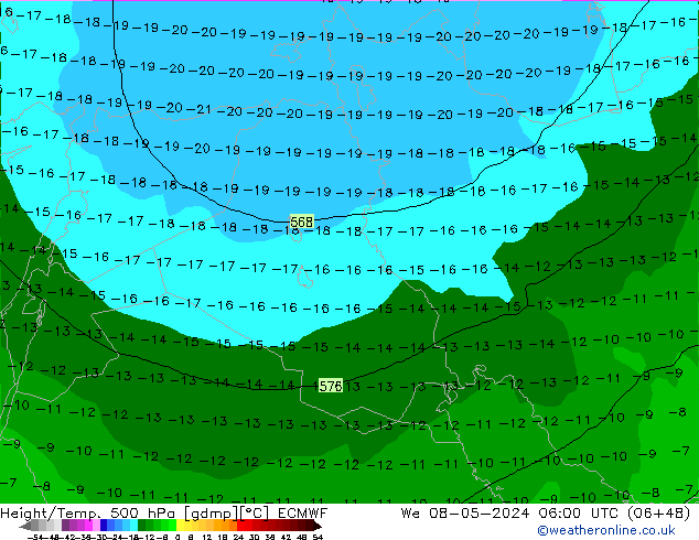 Z500/Yağmur (+YB)/Z850 ECMWF Çar 08.05.2024 06 UTC