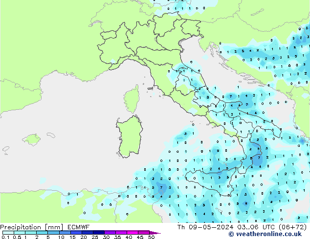 precipitação ECMWF Qui 09.05.2024 06 UTC