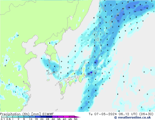 Z500/Rain (+SLP)/Z850 ECMWF mar 07.05.2024 12 UTC