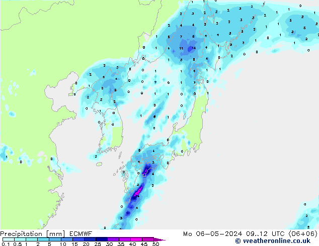 Precipitation ECMWF Mo 06.05.2024 12 UTC