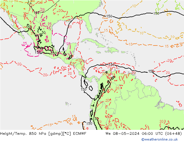 Z500/Rain (+SLP)/Z850 ECMWF mer 08.05.2024 06 UTC