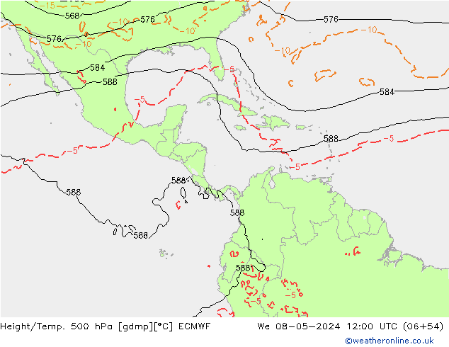 Z500/Rain (+SLP)/Z850 ECMWF  08.05.2024 12 UTC