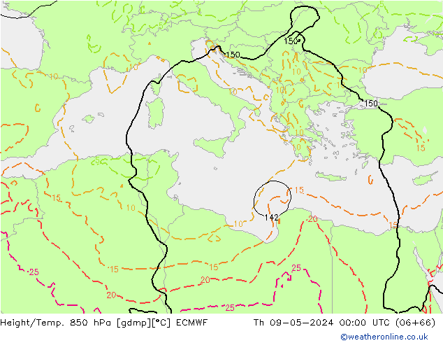 Z500/Rain (+SLP)/Z850 ECMWF Do 09.05.2024 00 UTC