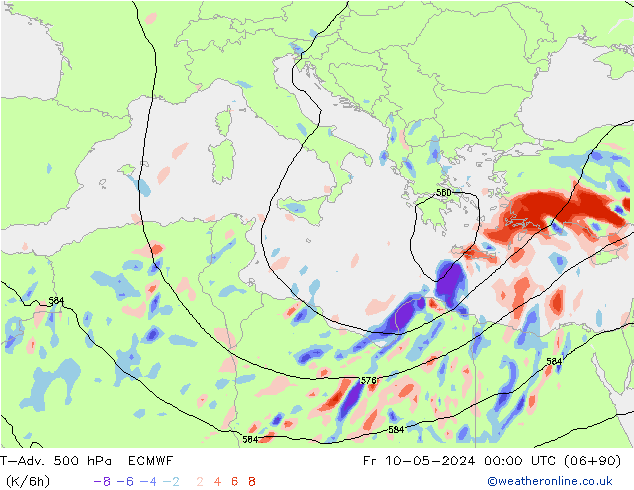 T-Adv. 500 hPa ECMWF Fr 10.05.2024 00 UTC