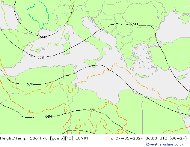 Z500/Rain (+SLP)/Z850 ECMWF mar 07.05.2024 06 UTC