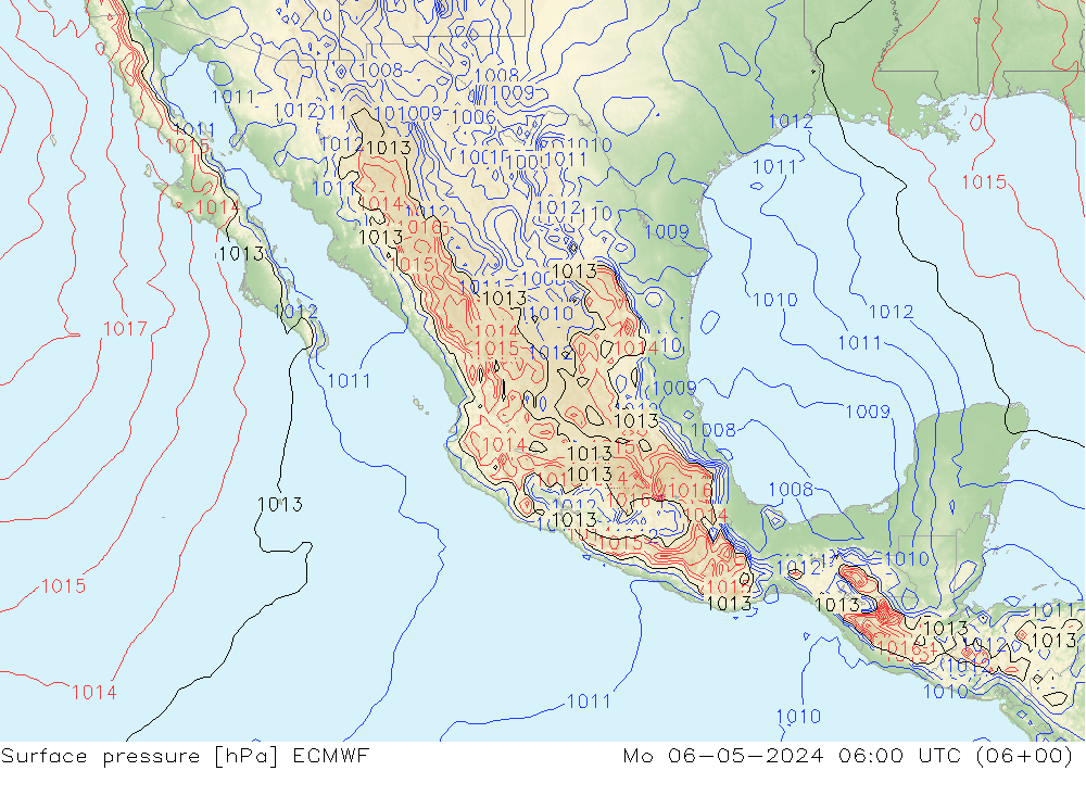 Presión superficial ECMWF lun 06.05.2024 06 UTC