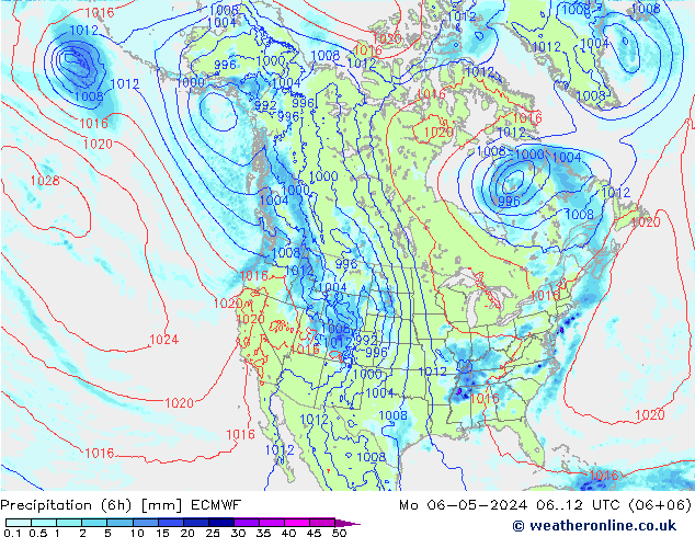 Z500/Rain (+SLP)/Z850 ECMWF Mo 06.05.2024 12 UTC