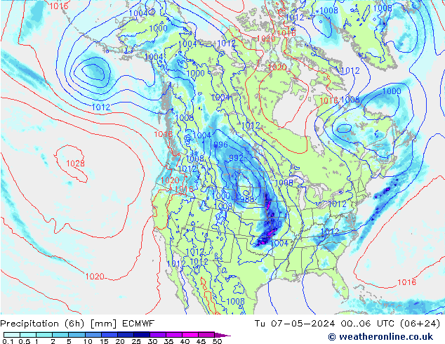 Z500/Rain (+SLP)/Z850 ECMWF Di 07.05.2024 06 UTC