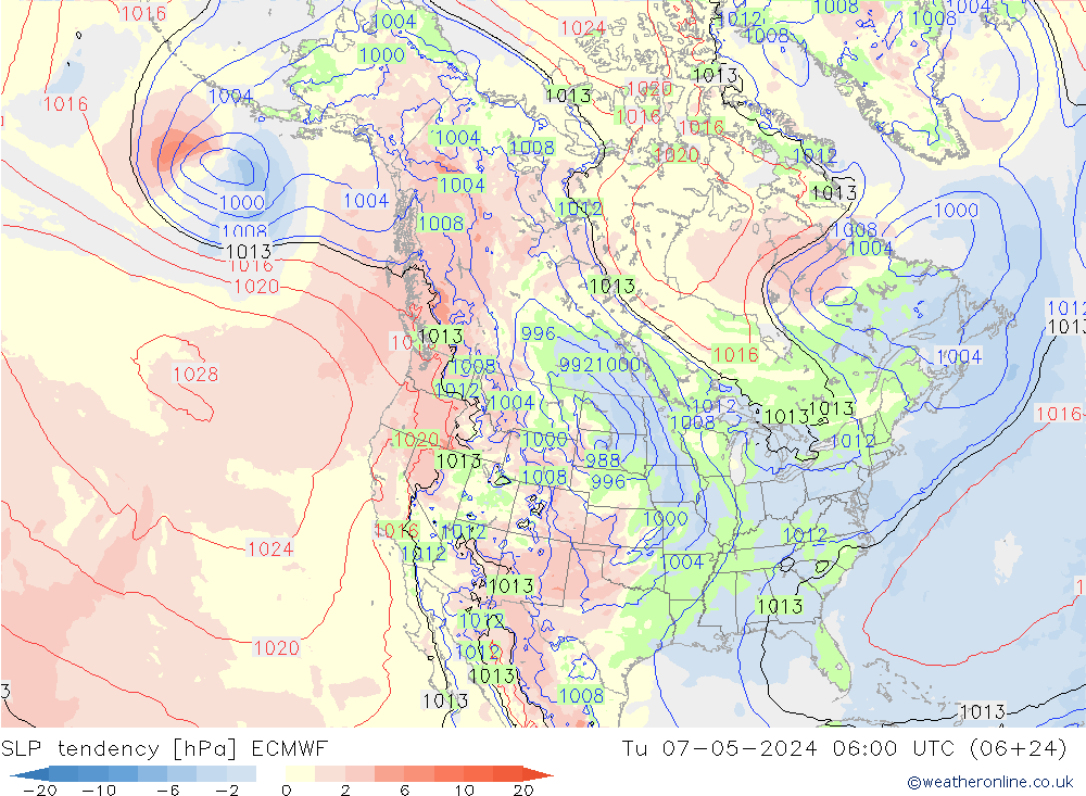 SLP tendency ECMWF Ter 07.05.2024 06 UTC